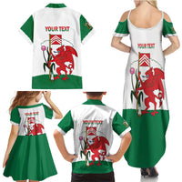 Personalised Wales Cardiff Capital Family Matching Summer Maxi Dress and Hawaiian Shirt Welsh Dragon Glamorgan Flag Style - Wonder Print Shop