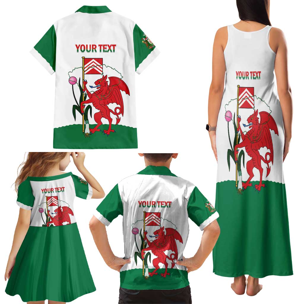 Personalised Wales Cardiff Capital Family Matching Tank Maxi Dress and Hawaiian Shirt Welsh Dragon Glamorgan Flag Style - Wonder Print Shop
