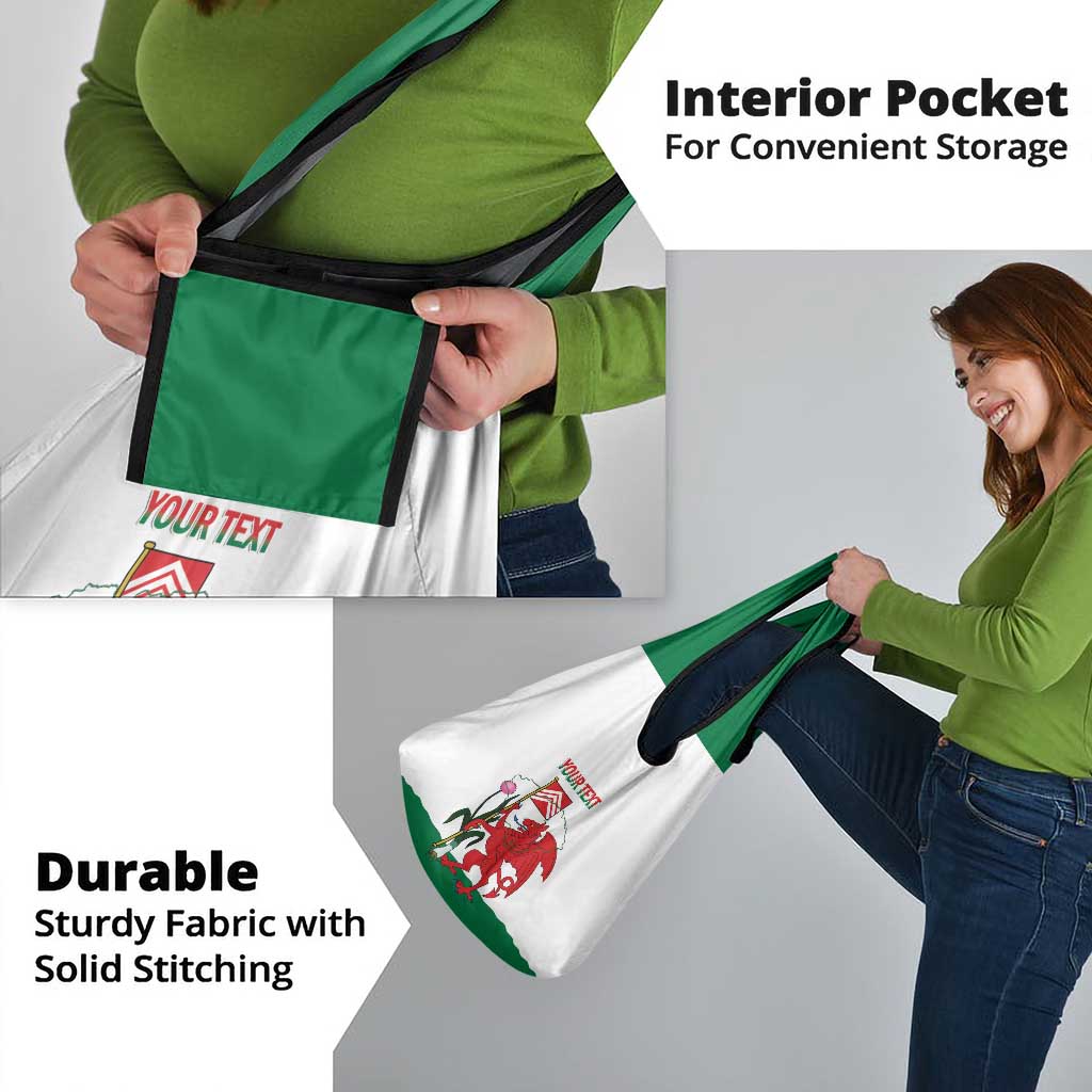 Personalised Wales Cardiff Capital Grocery Bag Welsh Dragon Glamorgan Flag Style - Wonder Print Shop