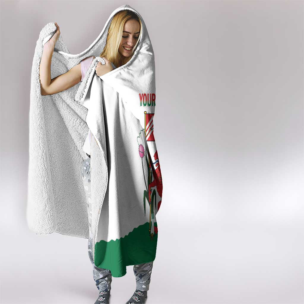 Personalised Wales Cardiff Capital Hooded Blanket Welsh Dragon Glamorgan Flag Style - Wonder Print Shop