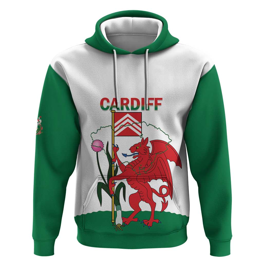 Personalised Wales Cardiff Capital Hoodie Welsh Dragon Glamorgan Flag Style - Wonder Print Shop
