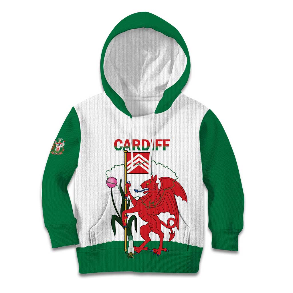 Personalised Wales Cardiff Capital Kid Hoodie Welsh Dragon Glamorgan Flag Style - Wonder Print Shop