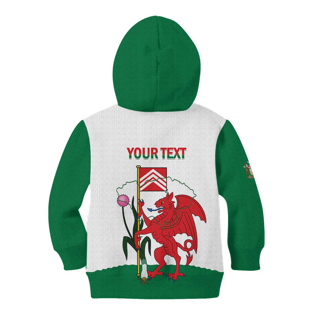Personalised Wales Cardiff Capital Kid Hoodie Welsh Dragon Glamorgan Flag Style - Wonder Print Shop
