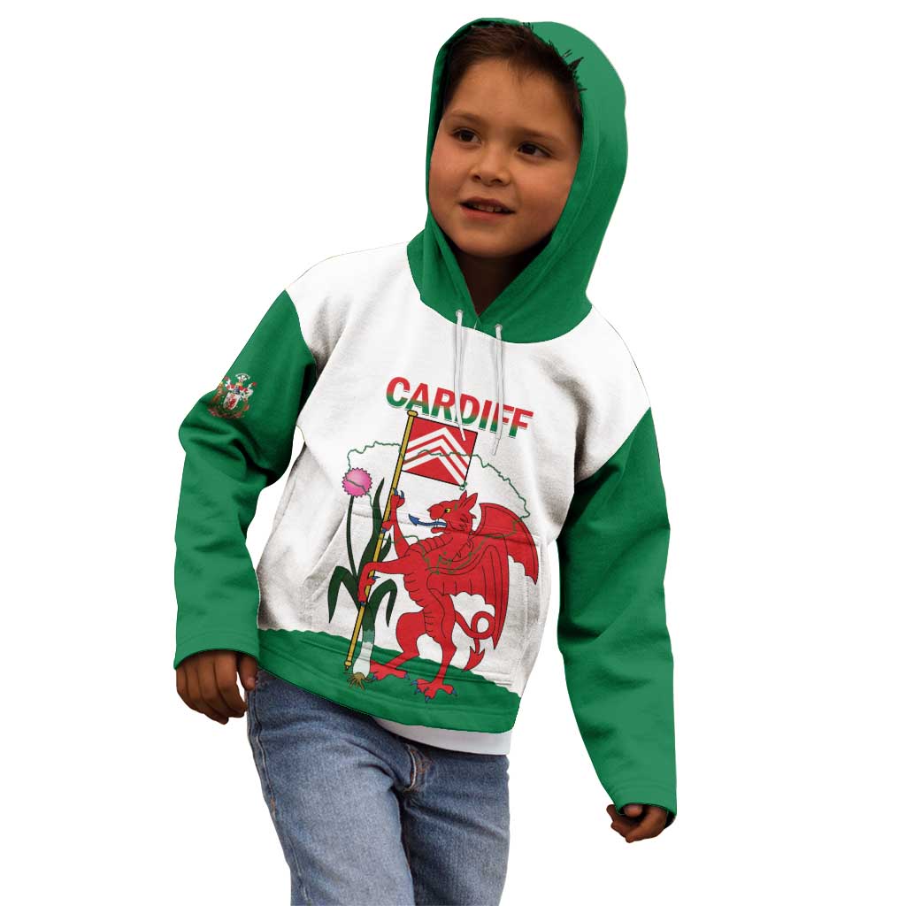Personalised Wales Cardiff Capital Kid Hoodie Welsh Dragon Glamorgan Flag Style - Wonder Print Shop