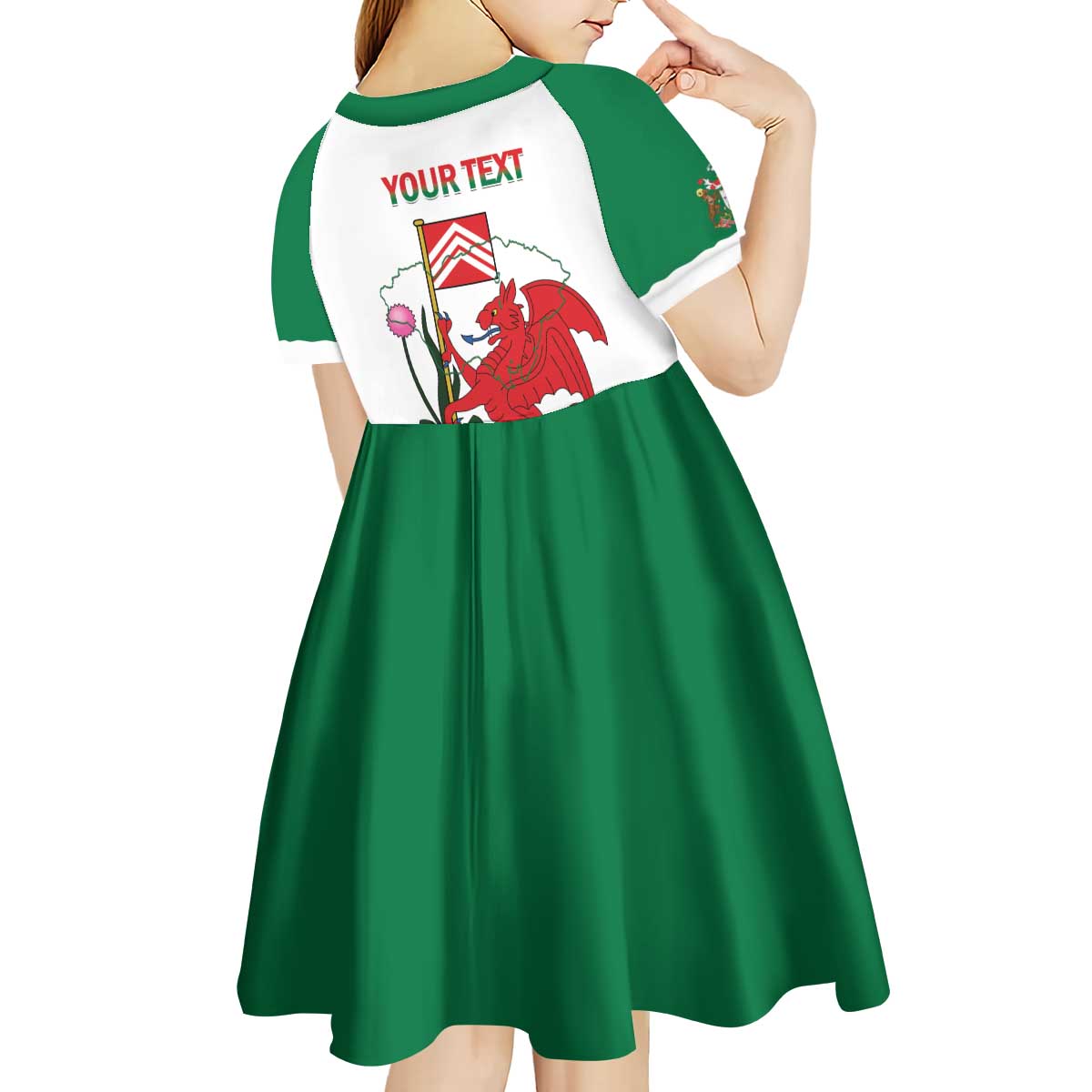 Personalised Wales Cardiff Capital Kid Short Sleeve Dress Welsh Dragon Glamorgan Flag Style - Wonder Print Shop