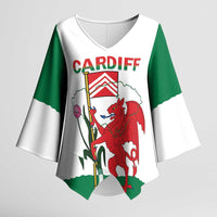 Personalised Wales Cardiff Capital Kimono Sleeve Blouse Welsh Dragon Glamorgan Flag Style - Wonder Print Shop