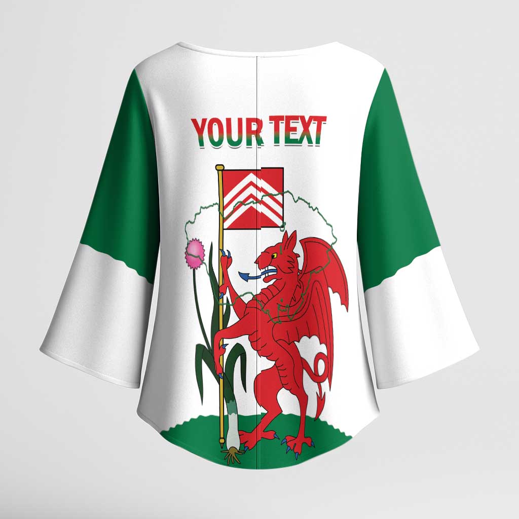 Personalised Wales Cardiff Capital Kimono Sleeve Blouse Welsh Dragon Glamorgan Flag Style - Wonder Print Shop