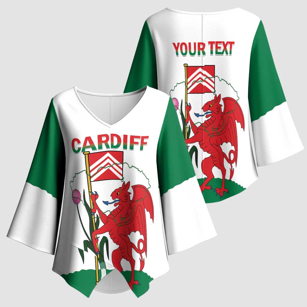 Personalised Wales Cardiff Capital Kimono Sleeve Blouse Welsh Dragon Glamorgan Flag Style - Wonder Print Shop