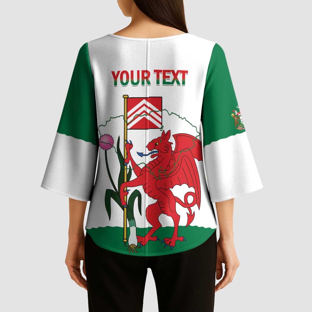 Personalised Wales Cardiff Capital Kimono Sleeve Blouse Welsh Dragon Glamorgan Flag Style - Wonder Print Shop
