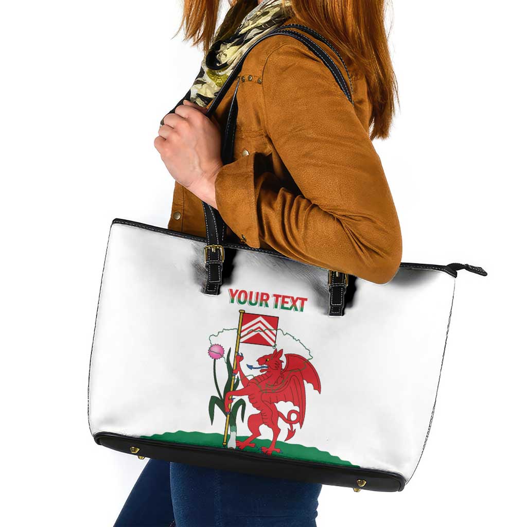 Personalised Wales Cardiff Capital Leather Tote Bag Welsh Dragon Glamorgan Flag Style - Wonder Print Shop