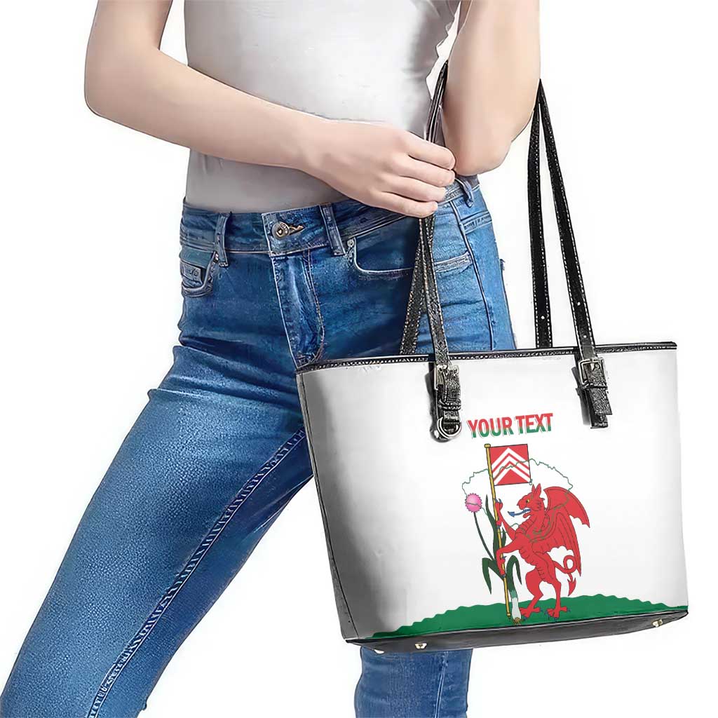 Personalised Wales Cardiff Capital Leather Tote Bag Welsh Dragon Glamorgan Flag Style - Wonder Print Shop
