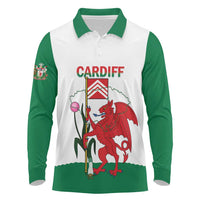 Personalised Wales Cardiff Capital Long Sleeve Polo Shirt Welsh Dragon Glamorgan Flag Style - Wonder Print Shop