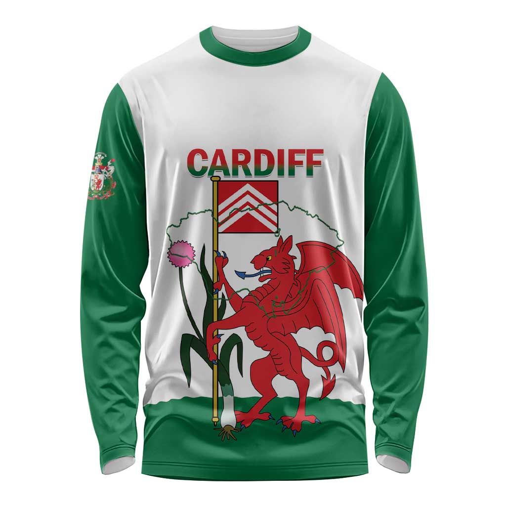 Personalised Wales Cardiff Capital Long Sleeve Shirt Welsh Dragon Glamorgan Flag Style - Wonder Print Shop