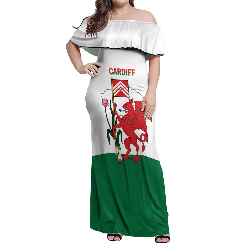 Personalised Wales Cardiff Capital Off Shoulder Maxi Dress Welsh Dragon Glamorgan Flag Style - Wonder Print Shop