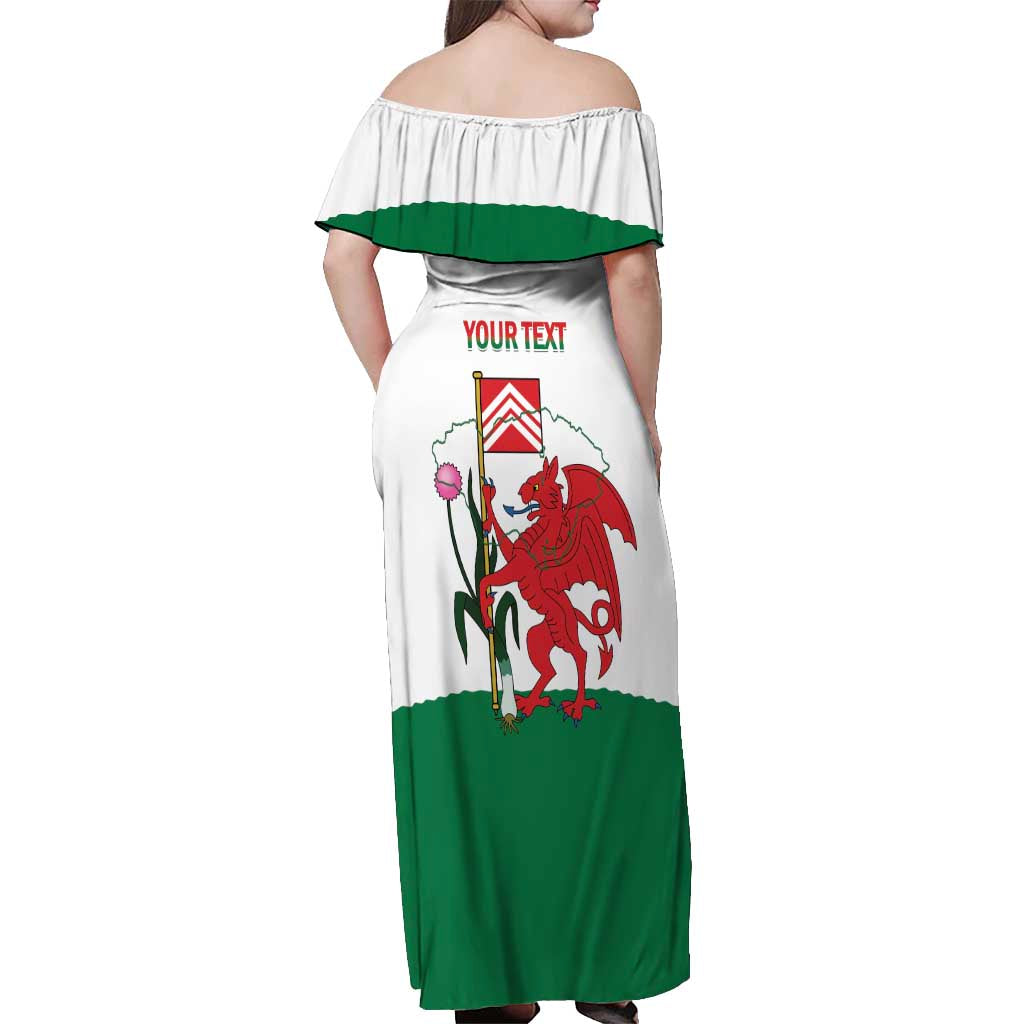 Personalised Wales Cardiff Capital Off Shoulder Maxi Dress Welsh Dragon Glamorgan Flag Style - Wonder Print Shop