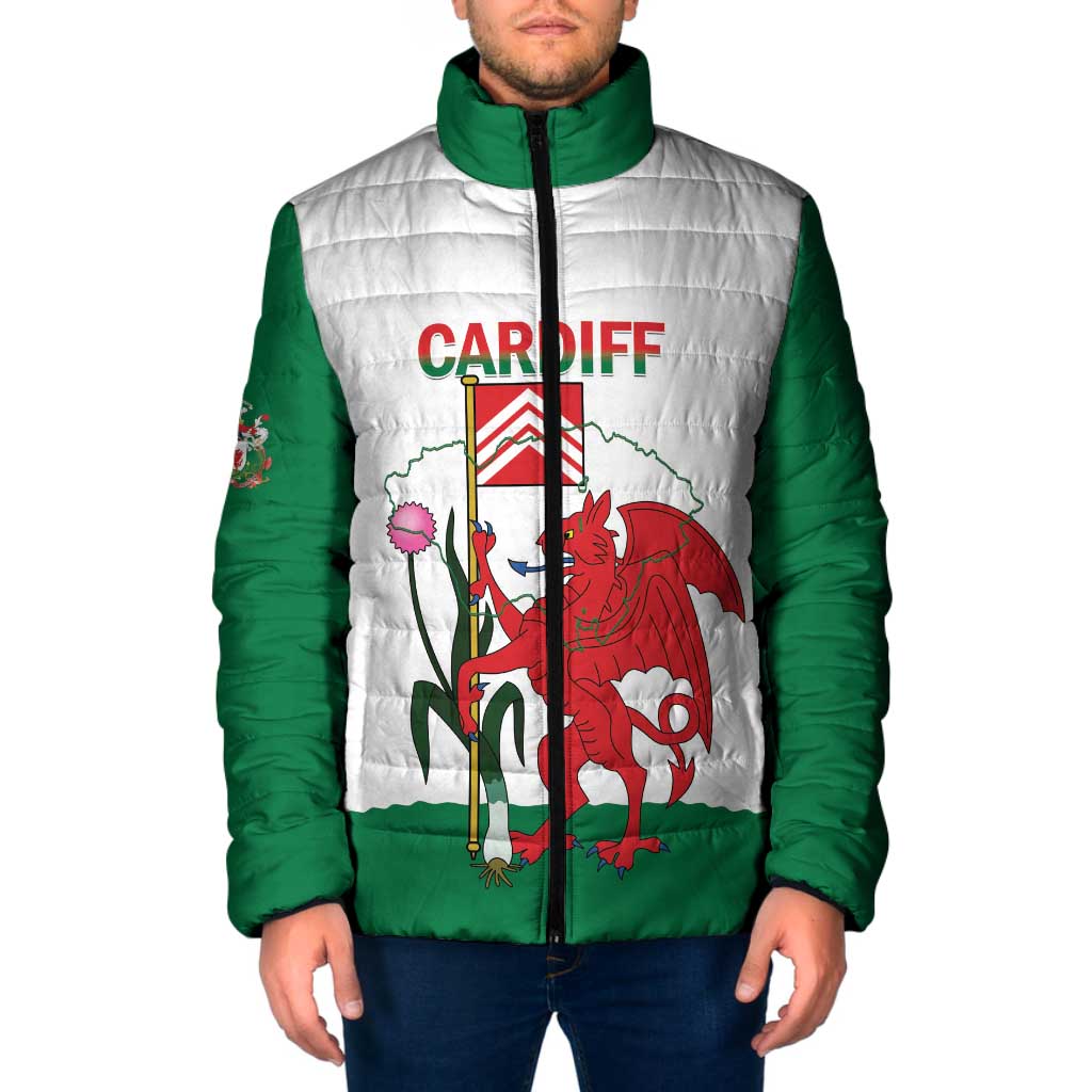 Personalised Wales Cardiff Capital Padded Jacket Welsh Dragon Glamorgan Flag Style - Wonder Print Shop