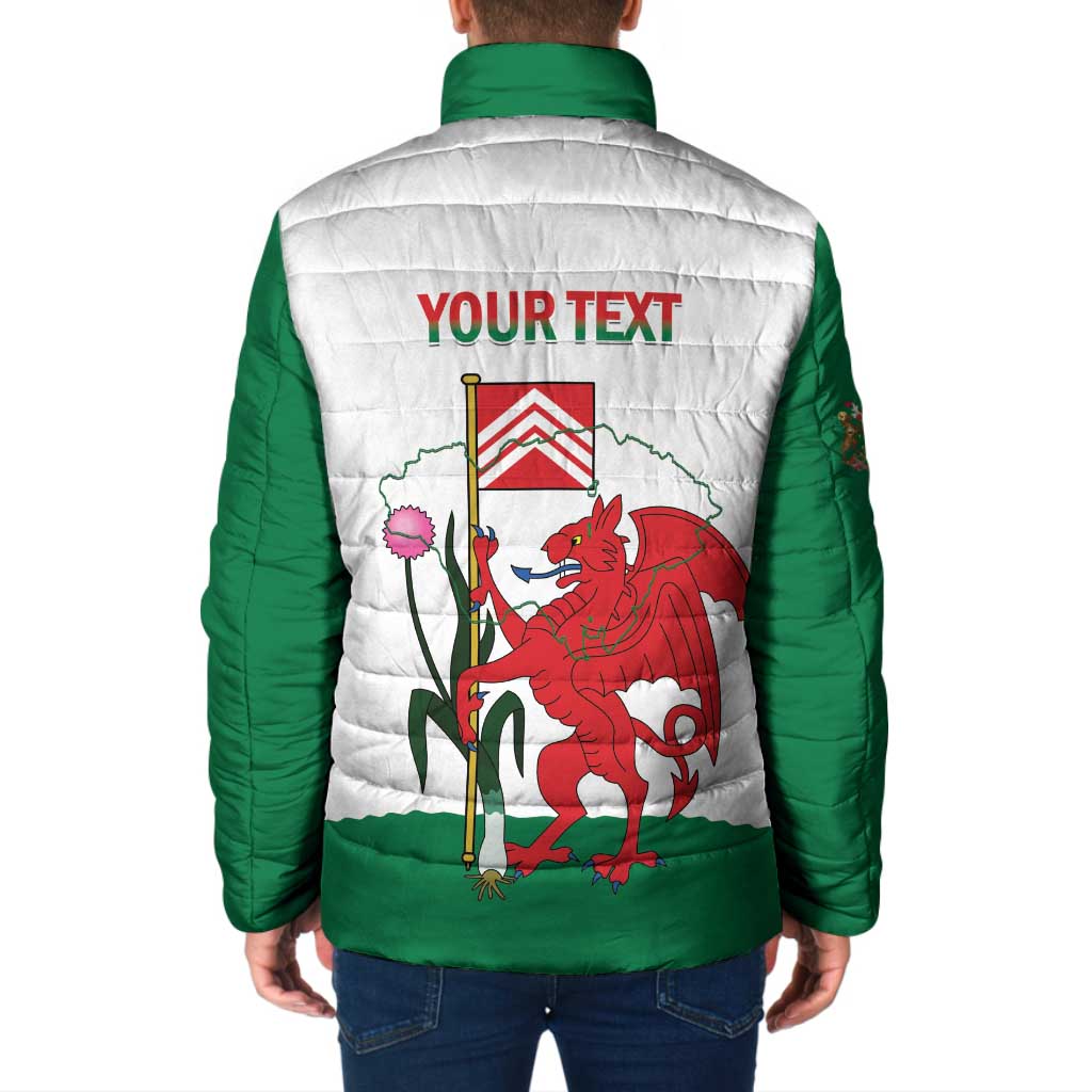 Personalised Wales Cardiff Capital Padded Jacket Welsh Dragon Glamorgan Flag Style - Wonder Print Shop