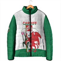 Personalised Wales Cardiff Capital Padded Jacket Welsh Dragon Glamorgan Flag Style - Wonder Print Shop