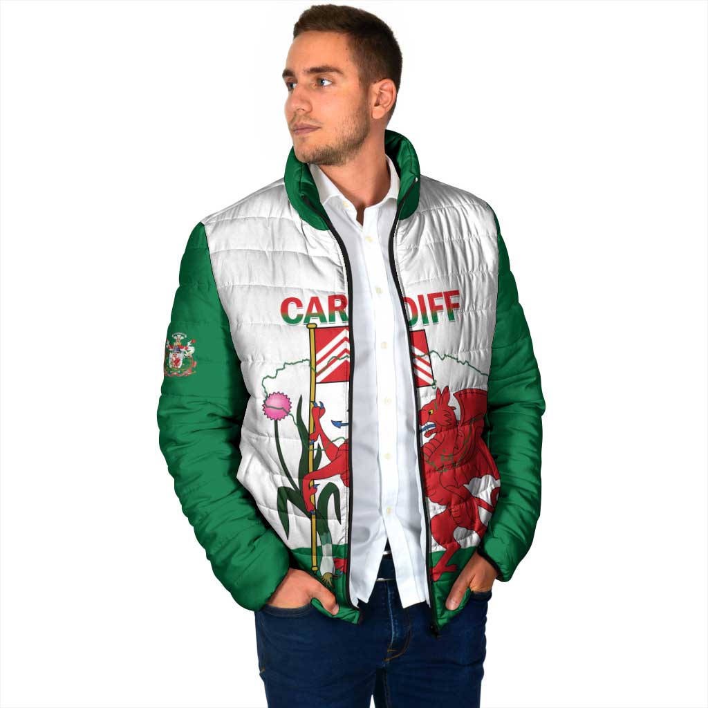 Personalised Wales Cardiff Capital Padded Jacket Welsh Dragon Glamorgan Flag Style - Wonder Print Shop