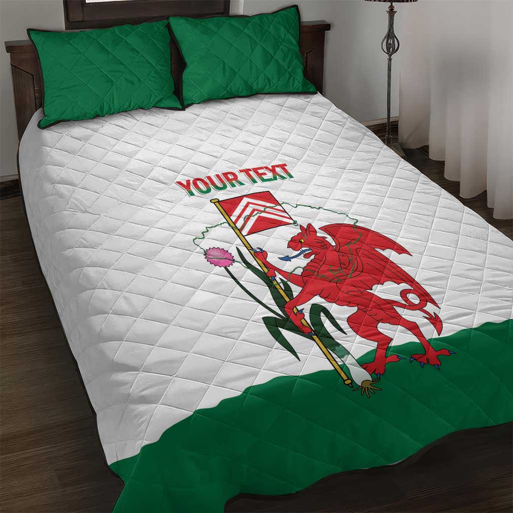 Personalised Wales Cardiff Capital Quilt Bed Set Welsh Dragon Glamorgan Flag Style - Wonder Print Shop