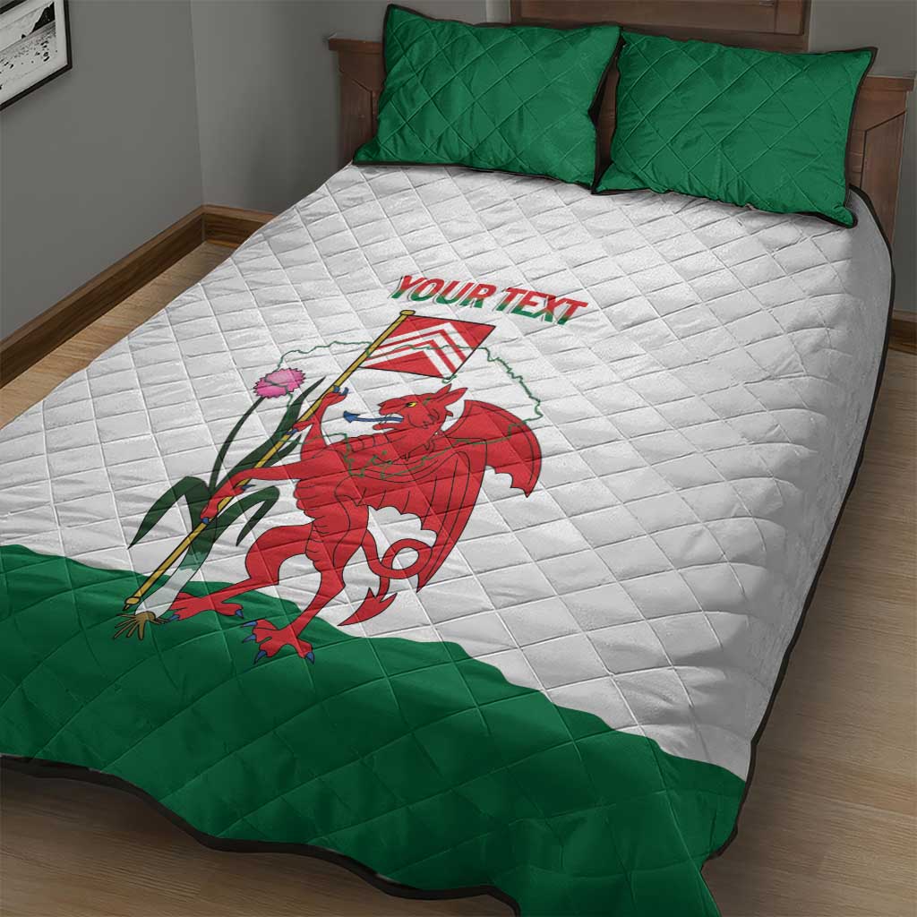 Personalised Wales Cardiff Capital Quilt Bed Set Welsh Dragon Glamorgan Flag Style - Wonder Print Shop