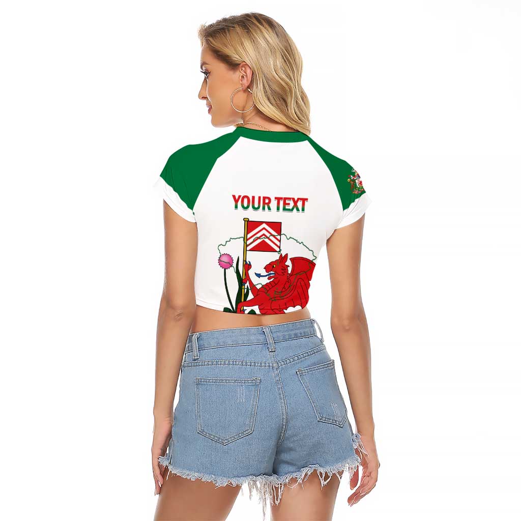Personalised Wales Cardiff Capital Raglan Cropped T Shirt Welsh Dragon Glamorgan Flag Style - Wonder Print Shop