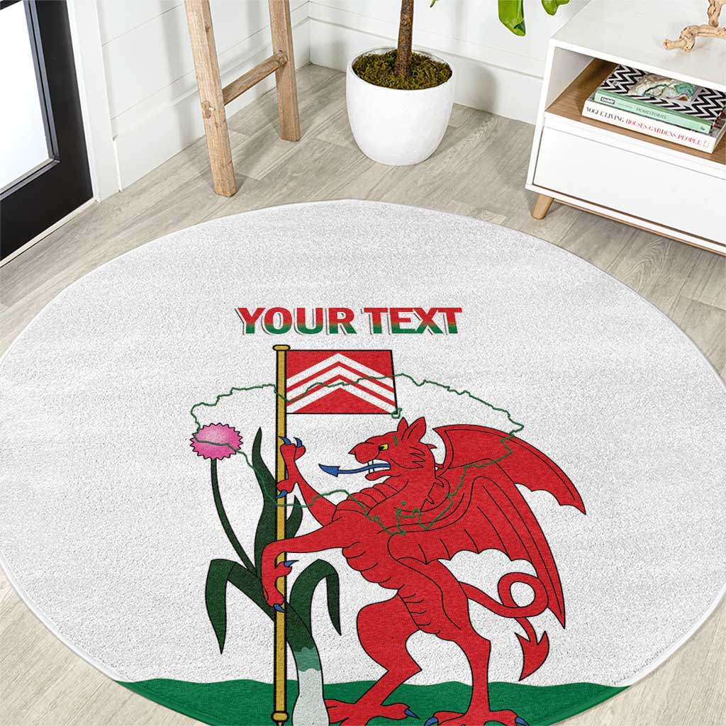 Personalised Wales Cardiff Capital Round Carpet Welsh Dragon Glamorgan Flag Style - Wonder Print Shop