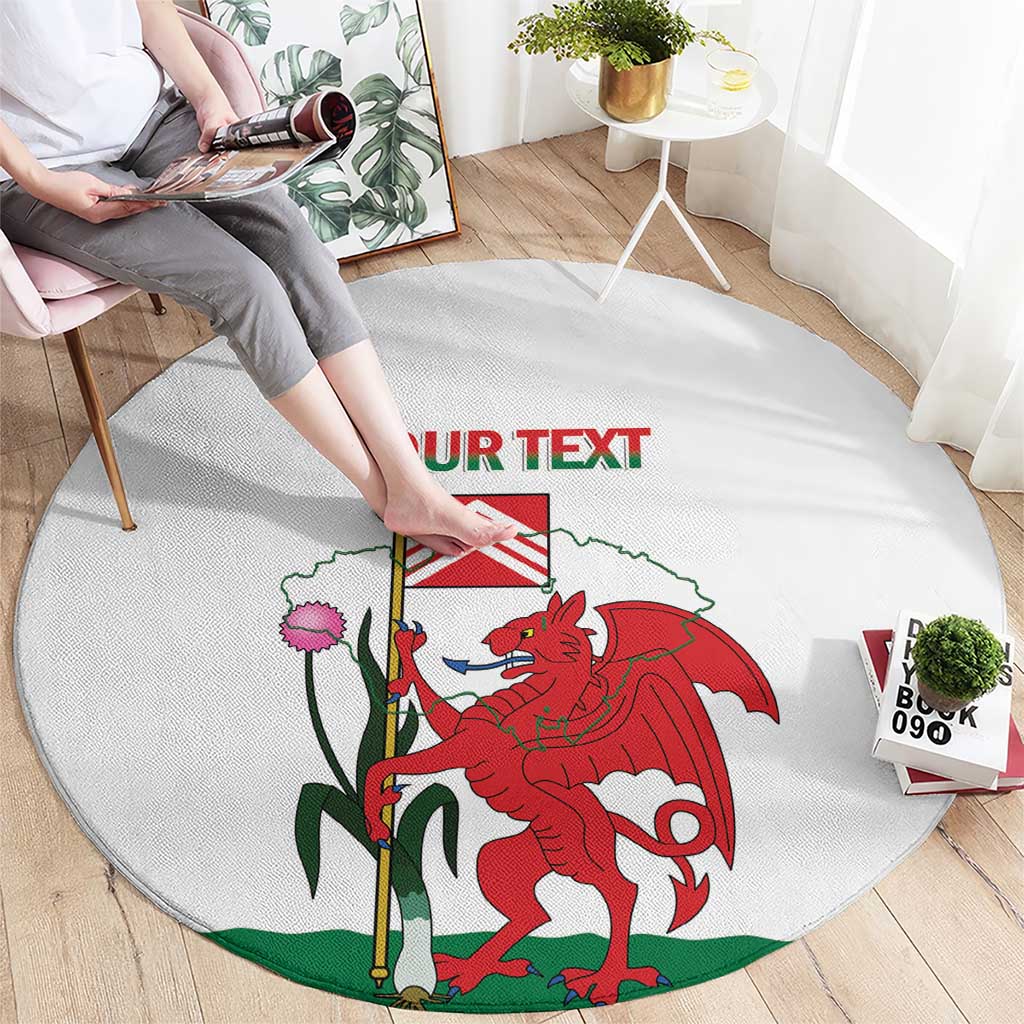 Personalised Wales Cardiff Capital Round Carpet Welsh Dragon Glamorgan Flag Style - Wonder Print Shop