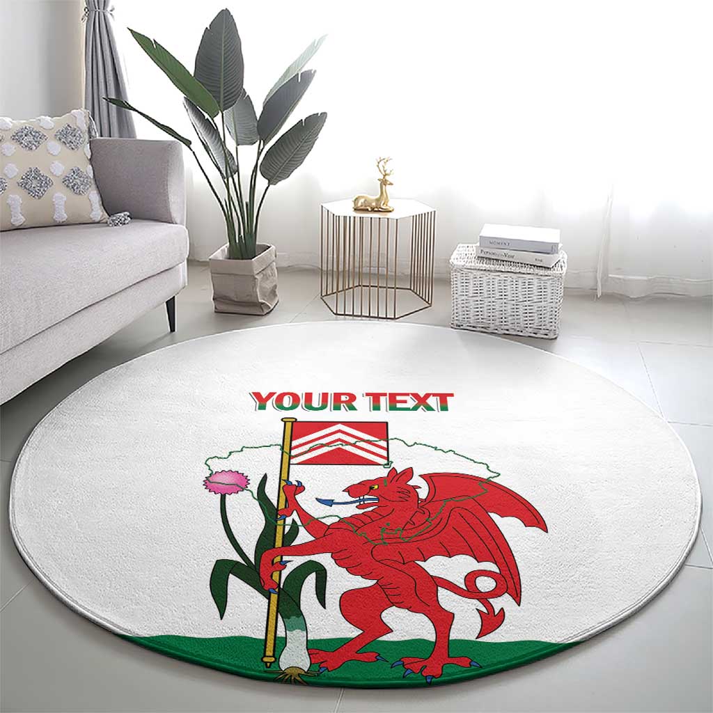 Personalised Wales Cardiff Capital Round Carpet Welsh Dragon Glamorgan Flag Style - Wonder Print Shop
