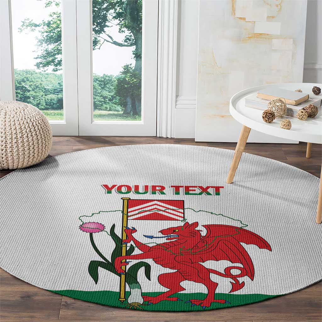 Personalised Wales Cardiff Capital Round Carpet Welsh Dragon Glamorgan Flag Style - Wonder Print Shop
