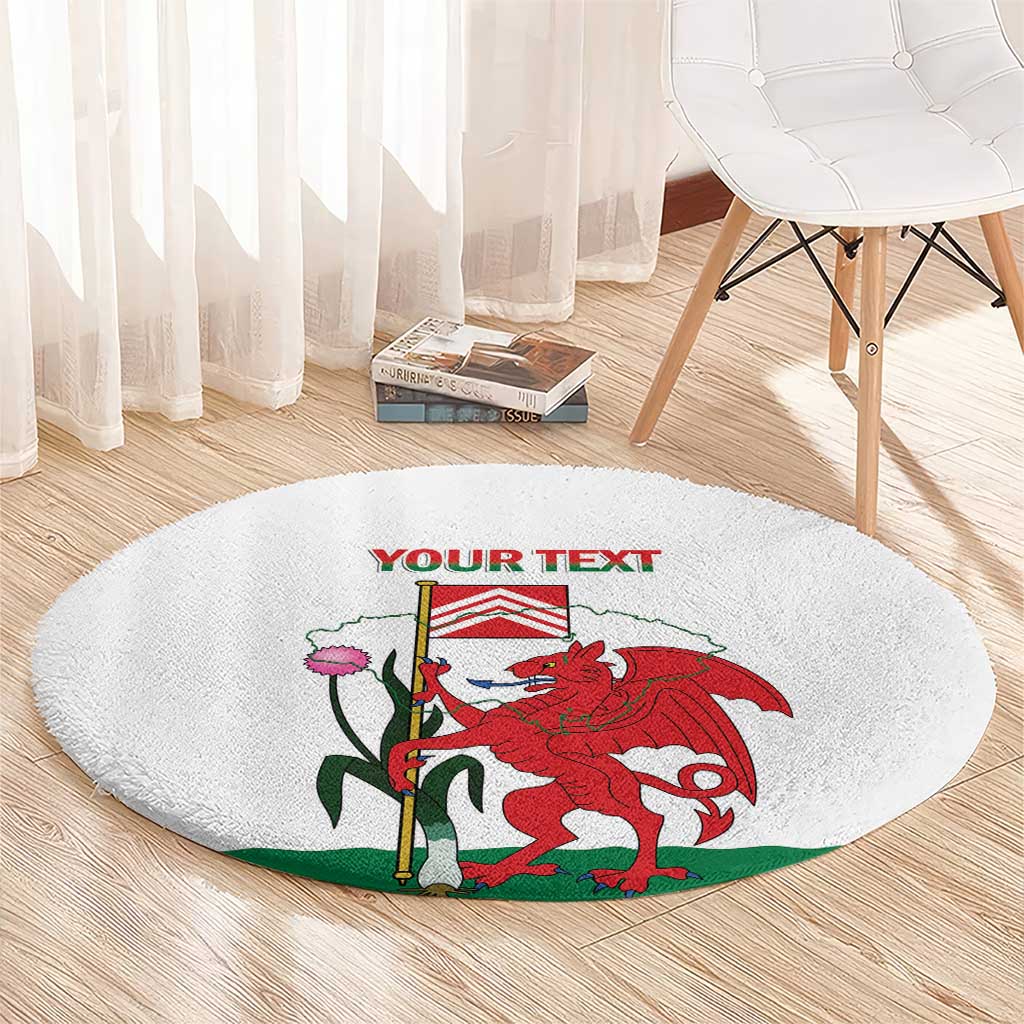 Personalised Wales Cardiff Capital Round Carpet Welsh Dragon Glamorgan Flag Style - Wonder Print Shop