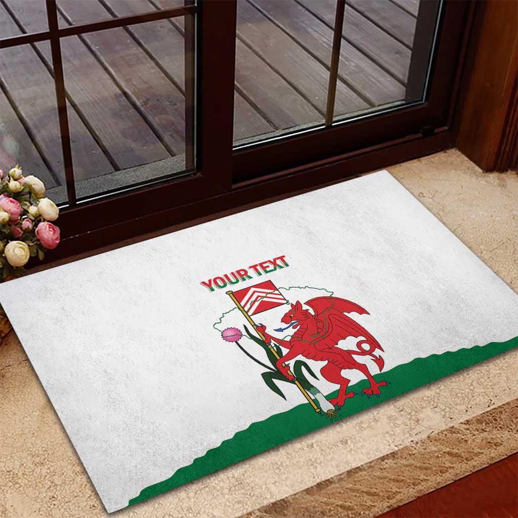 Personalised Wales Cardiff Capital Rubber Doormat Welsh Dragon Glamorgan Flag Style - Wonder Print Shop
