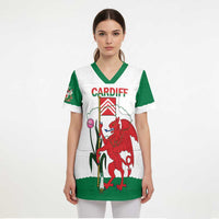 Personalised Wales Cardiff Capital Scrub Top Welsh Dragon Glamorgan Flag Style - Wonder Print Shop