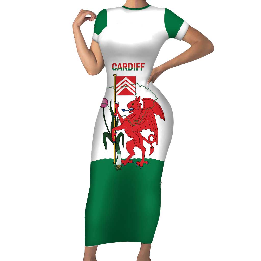 Personalised Wales Cardiff Capital Short Sleeve Bodycon Dress Welsh Dragon Glamorgan Flag Style - Wonder Print Shop