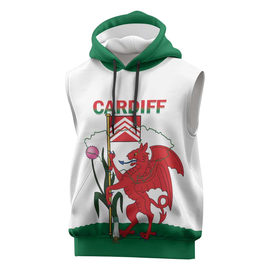 Personalised Wales Cardiff Capital Sleeveless Hoodie Welsh Dragon Glamorgan Flag Style - Wonder Print Shop
