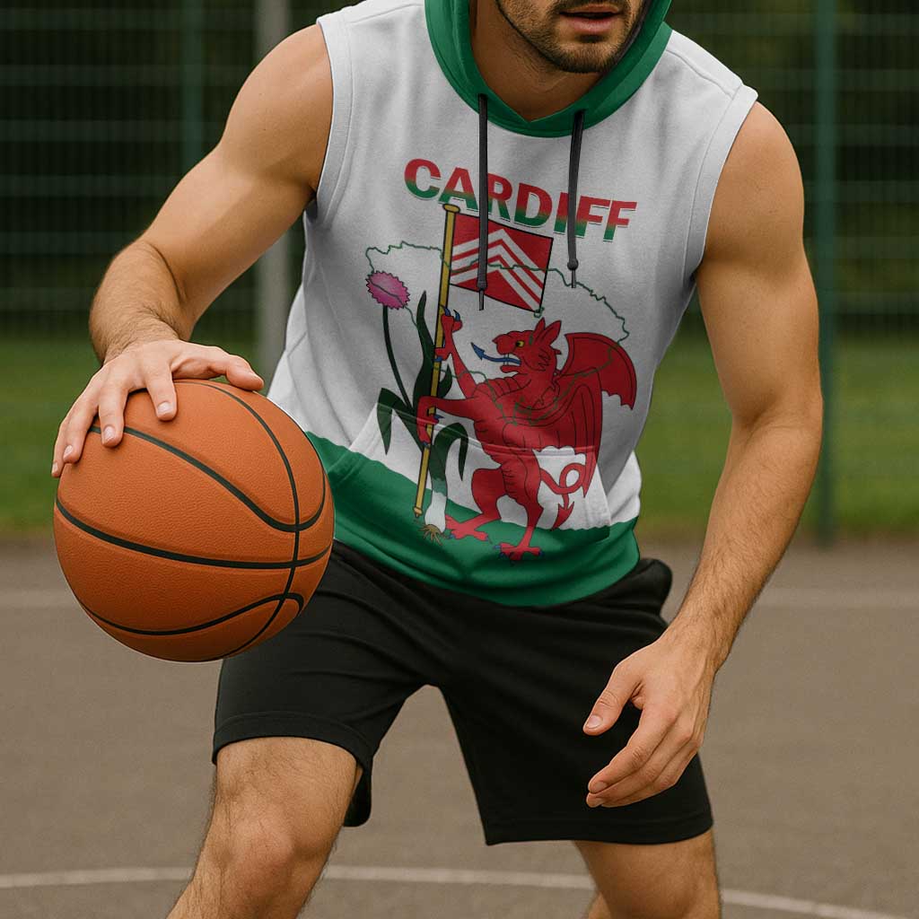 Personalised Wales Cardiff Capital Sleeveless Hoodie Welsh Dragon Glamorgan Flag Style - Wonder Print Shop