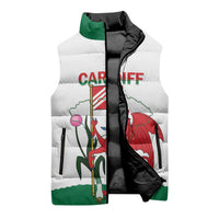 Personalised Wales Cardiff Capital Sleeveless Puffer Jacket Welsh Dragon Glamorgan Flag Style - Wonder Print Shop