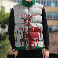 Personalised Wales Cardiff Capital Sleeveless Puffer Jacket Welsh Dragon Glamorgan Flag Style - Wonder Print Shop