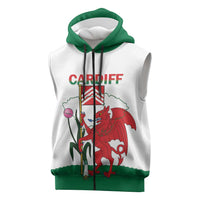Personalised Wales Cardiff Capital Sleeveless Zip Hoodie Welsh Dragon Glamorgan Flag Style - Wonder Print Shop