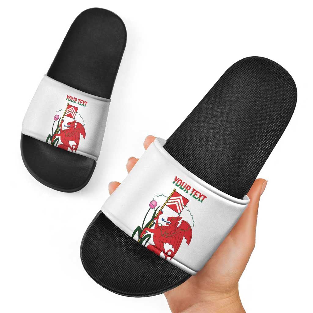 Personalised Wales Cardiff Capital Slide Sandals Welsh Dragon Glamorgan Flag Style - Wonder Print Shop