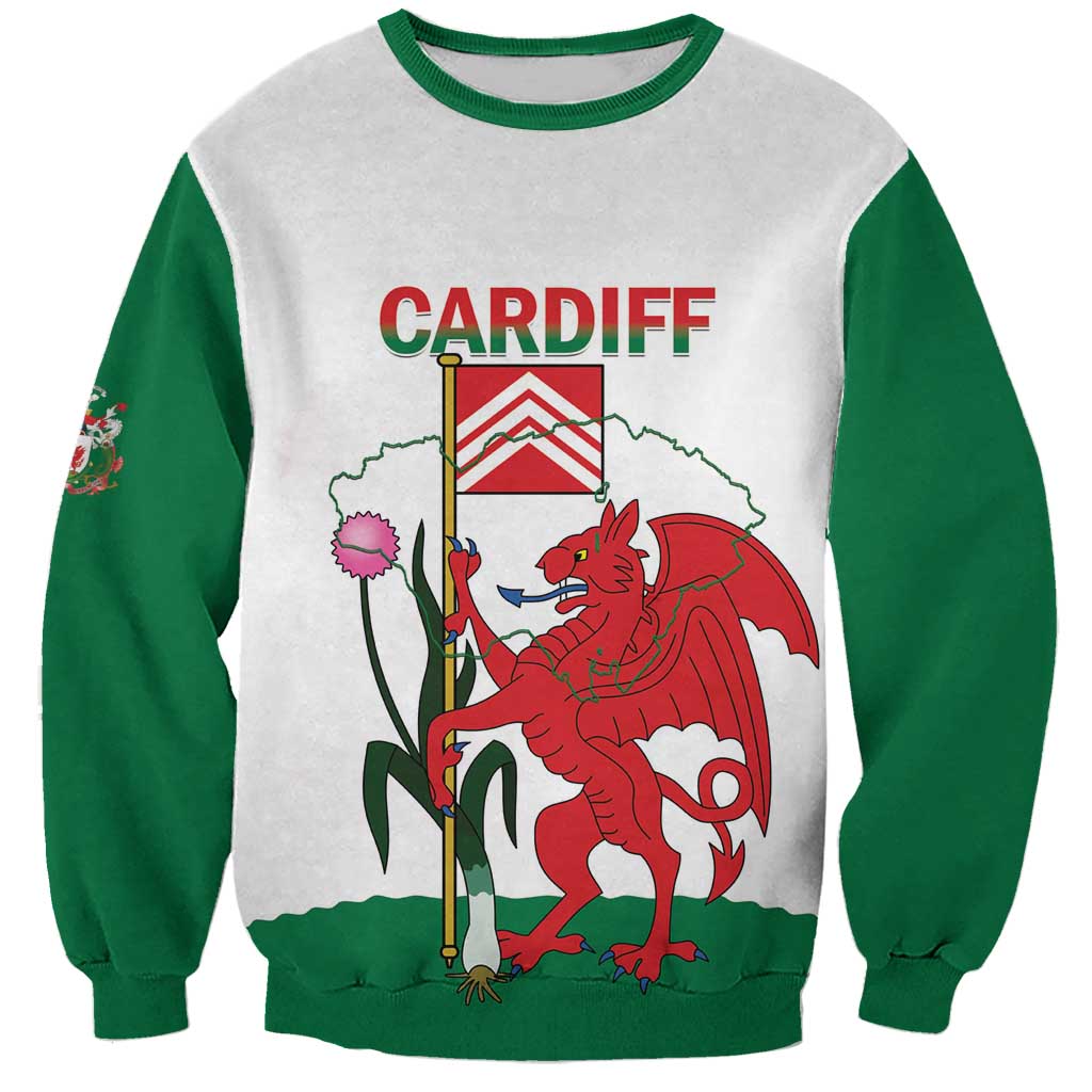 Personalised Wales Cardiff Capital Sweatshirt Welsh Dragon Glamorgan Flag Style - Wonder Print Shop