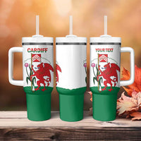 Personalised Wales Cardiff Capital Tumbler With Handle Welsh Dragon Glamorgan Flag Style - Wonder Print Shop