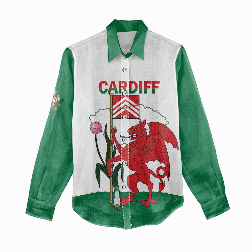 Personalised Wales Cardiff Capital Women Casual Shirt Welsh Dragon Glamorgan Flag Style - Wonder Print Shop