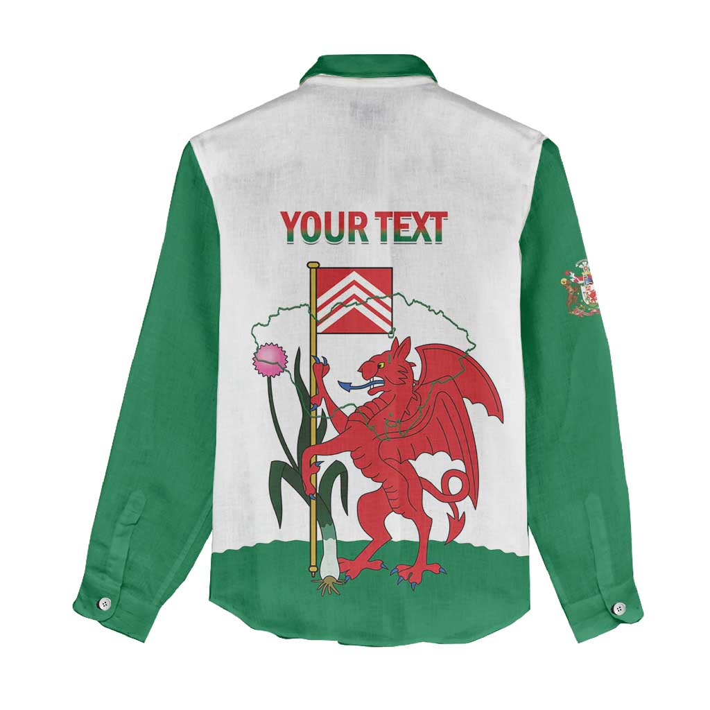 Personalised Wales Cardiff Capital Women Casual Shirt Welsh Dragon Glamorgan Flag Style - Wonder Print Shop