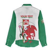 Personalised Wales Cardiff Capital Women Casual Shirt Welsh Dragon Glamorgan Flag Style - Wonder Print Shop