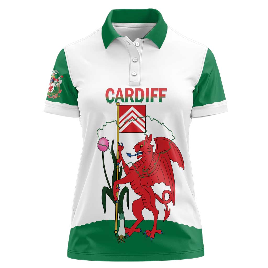 Personalised Wales Cardiff Capital Women Polo Shirt Welsh Dragon Glamorgan Flag Style - Wonder Print Shop