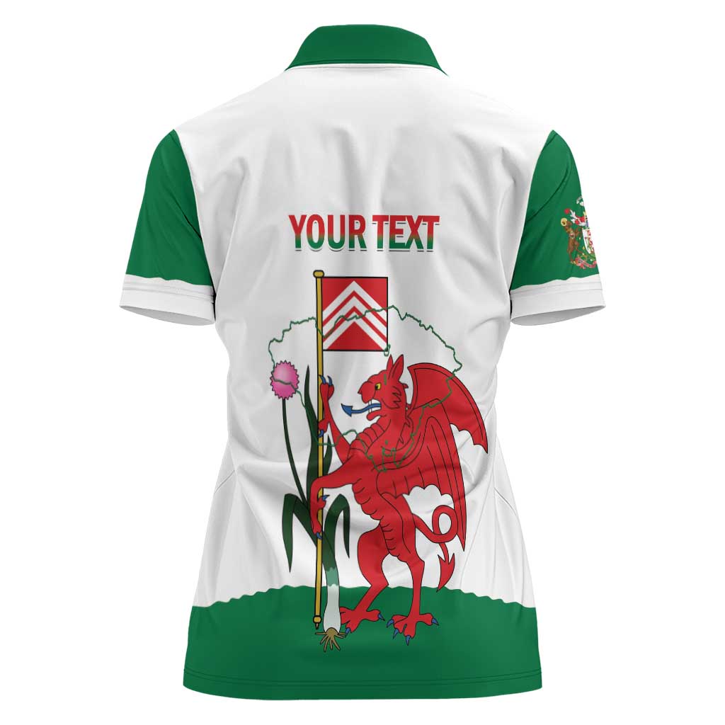 Personalised Wales Cardiff Capital Women Polo Shirt Welsh Dragon Glamorgan Flag Style - Wonder Print Shop