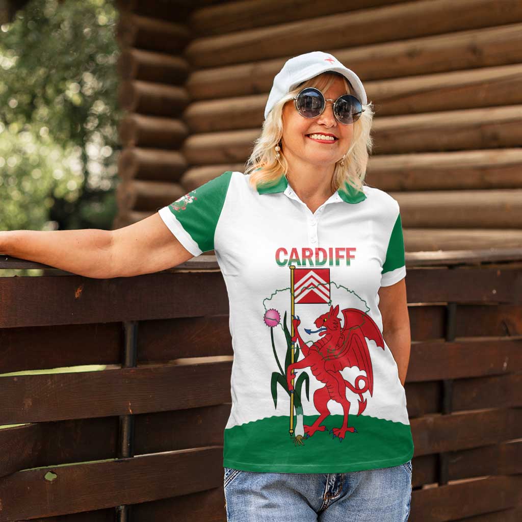 Personalised Wales Cardiff Capital Women Polo Shirt Welsh Dragon Glamorgan Flag Style - Wonder Print Shop