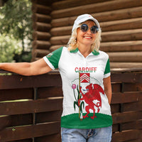 Personalised Wales Cardiff Capital Women Polo Shirt Welsh Dragon Glamorgan Flag Style - Wonder Print Shop