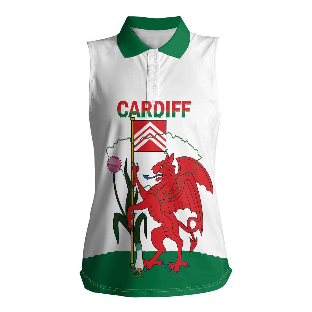 Personalised Wales Cardiff Capital Women Sleeveless Polo Shirt Welsh Dragon Glamorgan Flag Style - Wonder Print Shop